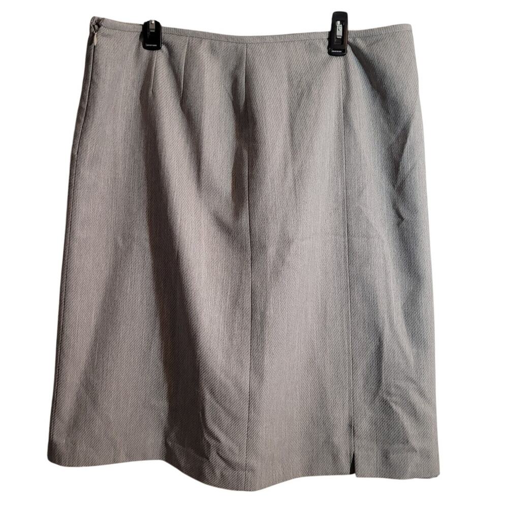 Evan Picone gray chevron textured career skirt 10 knee midi modest work quietlux